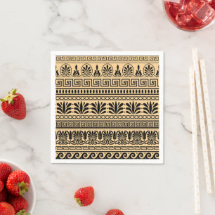 Serviette En Papier Fret grec, Motif méditerranéen, Brown