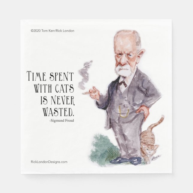 Serviette En Papier Freud & Citation sur les Chats en Papier (Devant)