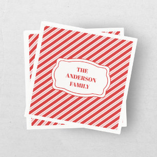 Serviette En Papier Friandise Bonbon Rayé Noël Rouge Blanc 