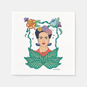 Serviette En Papier Frida Kahlo Graphisme du cadre floral