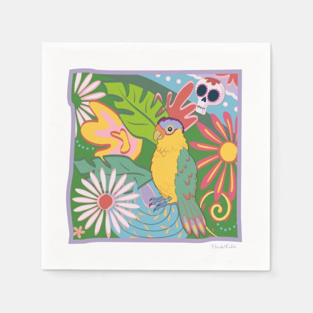 Serviette En Papier Frida Kahlo Parrot Graphic (Devant)