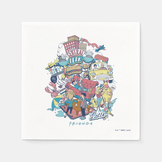 Serviette En Papier FRIENDS™ | Collage de dessins animés (Devant)