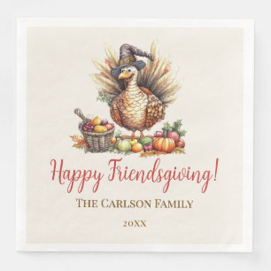 Serviette En Papier Friendsgiving Action de grâce Dinde rustique