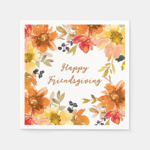 Serviette En Papier Friendsgiving Floral Moderne