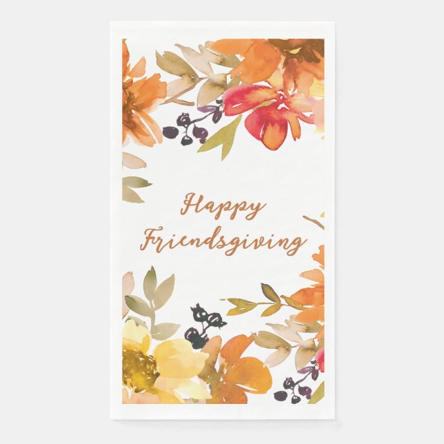 Serviette En Papier Friendsgiving Floral Moderne  (Devant)