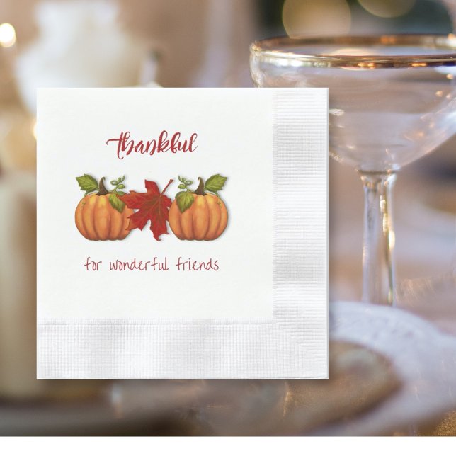 Serviette En Papier Friendsgiving Thankful pour les amis Diner des ser (Créateur téléchargé)