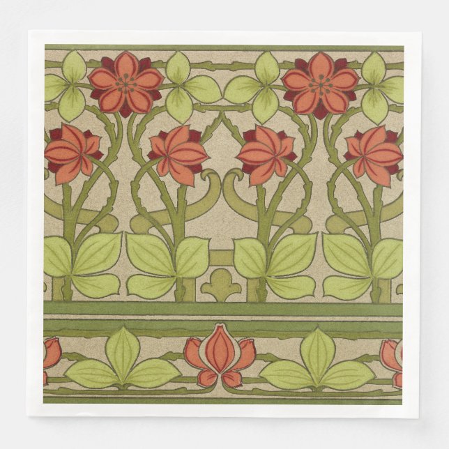 Serviette En Papier Frieze Bordure Art Nouveau Floral (Devant)