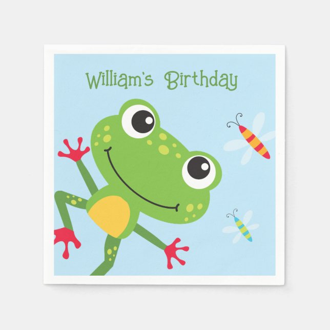 Serviette En Papier Frogtastic Leaping Frogs Anniversaire de enfant (Devant)