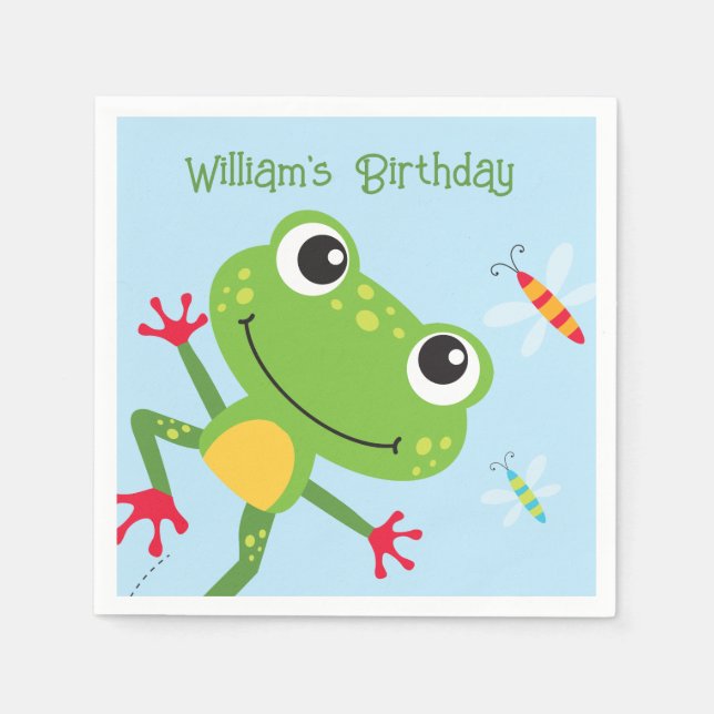 Serviette En Papier Frogtastic Leaping Frogs Anniversaires de enfants  (Devant)