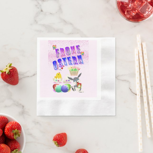 Serviette En Papier Frohe Ostern (En situation)