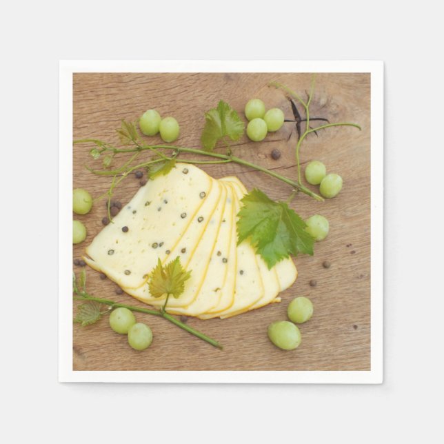 Serviette En Papier fromage en tranches avec des raisins (Devant)