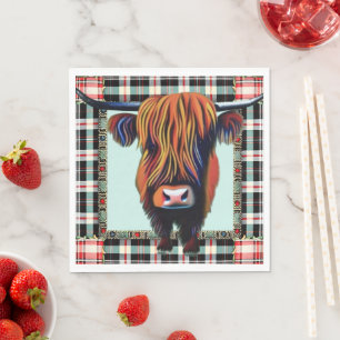 Serviette En Papier Frontière de tartan de vache des Highlands