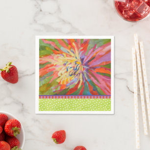 Serviette En Papier Frontière verte de la chaux tropicale orange