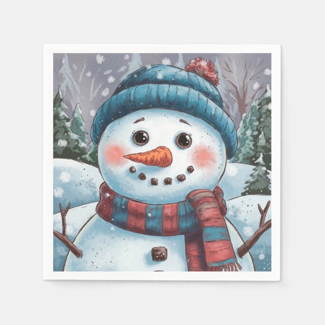 Serviette En Papier Frosty Papier Snowman Napkin (Devant)