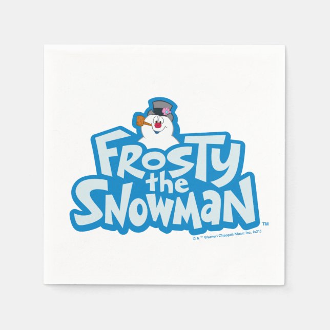 Serviette En Papier Frosty the Snowman™ | Logo empilé gelé (Devant)