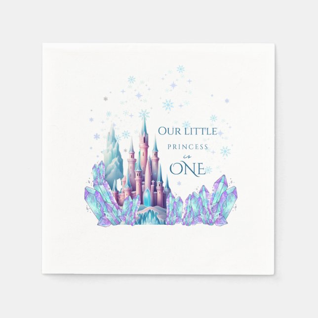 Serviette En Papier Frozen 1st Birthday Cartoon Castle First Birthday  (Devant)