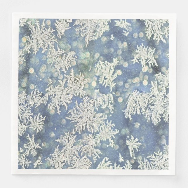 Serviette En Papier Frozen Frost Abstract Photography Blue/White (Devant)