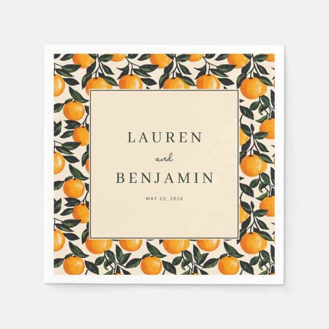 Serviette En Papier Fruit Citron Orange Joyeux (Devant)