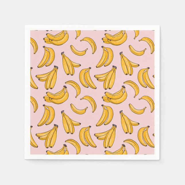 Serviette En Papier Fruit de banane été jaune rose (Devant)