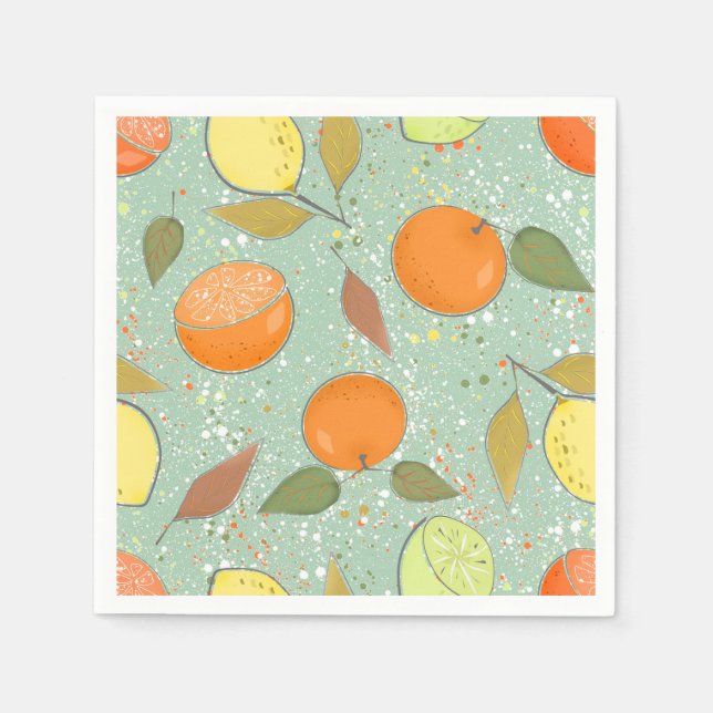 Serviette En Papier Fruit motif aux citrons, oranges (Devant)
