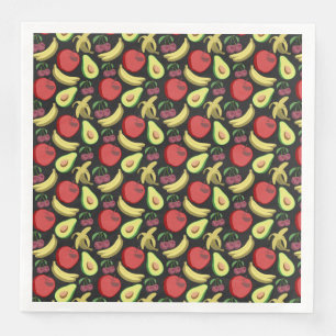 Serviette En Papier Fruit motif transparent fruits tropicaux colorés
