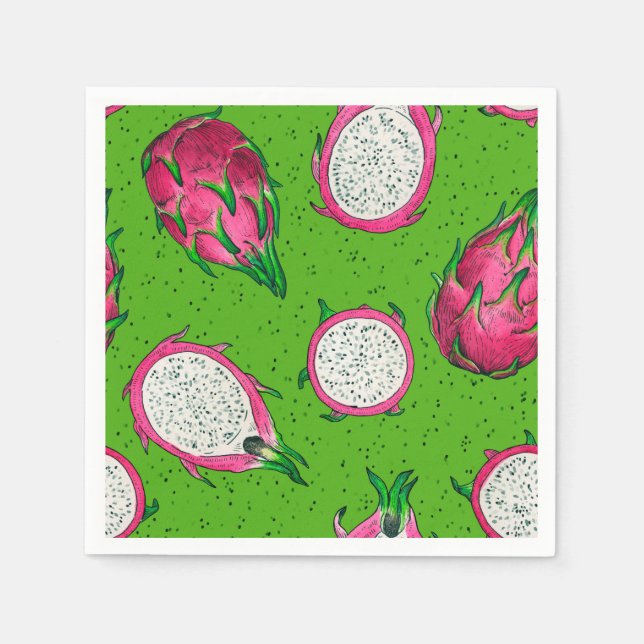 Serviette En Papier Fruit rouge dragon vert (Devant)