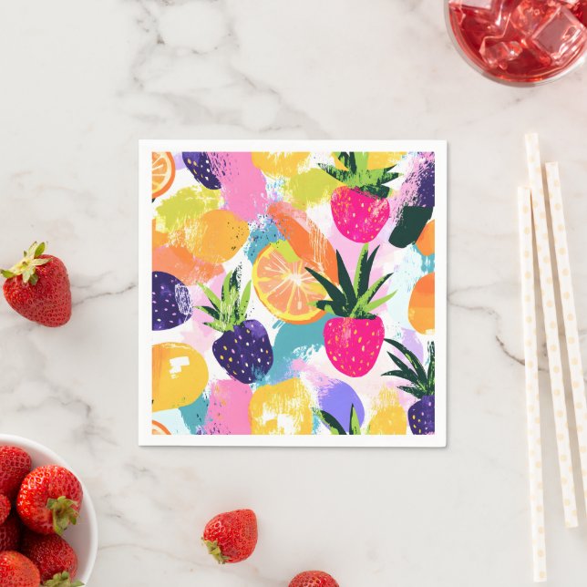 Serviette En Papier Fruit tropical d'été Fiesta (En situation)