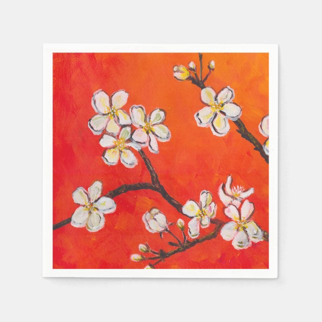 Serviette En Papier Fruits blancs Fleur Orange Odeur rouge du printemp (Devant)