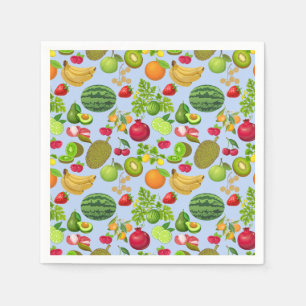Serviette En Papier Fruits colorés Motif 01.b Lblue BG