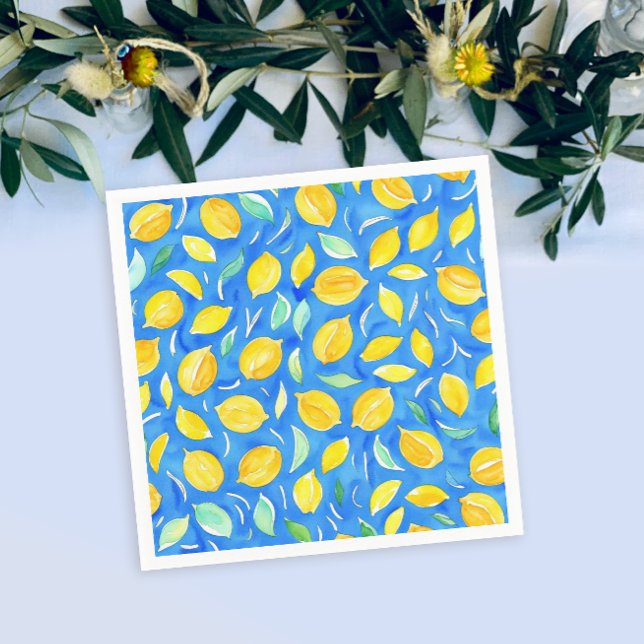 Serviette En Papier Fruits d'agrumes jaune cool Aquarelle Citron Motif (Créateur téléchargé)