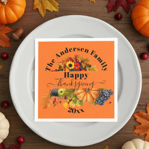 Serviette En Papier Fruits D'Automne Fleurs Et Bon thanksgiving De Fol