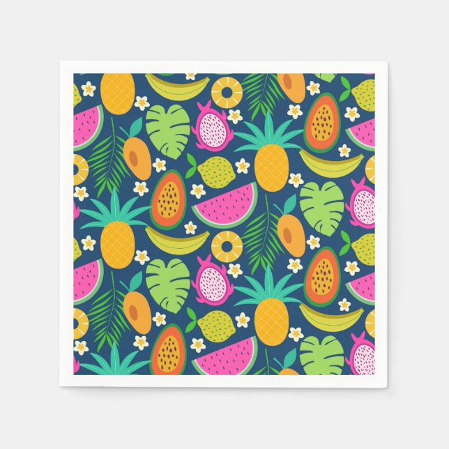 Serviette En Papier Fruits de la tropicale Ananas Banane Pastèque (Devant)