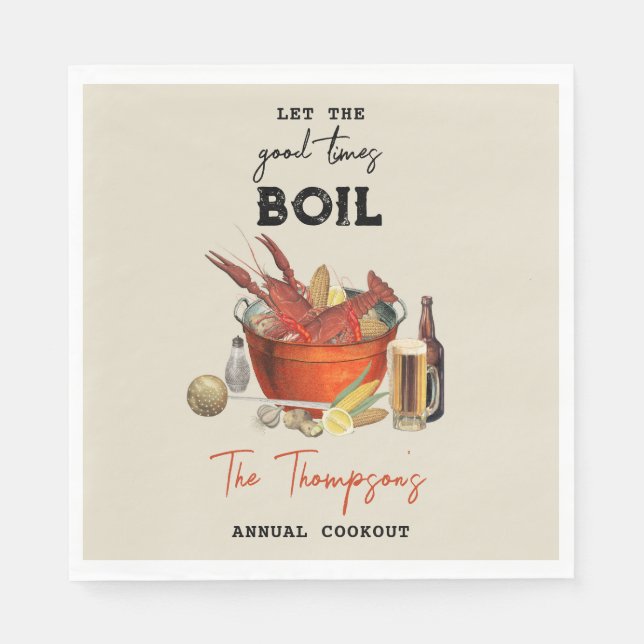 Serviette En Papier Fruits de mer Été annuel Crawfish Boisson Party (Devant)