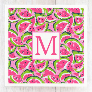 Serviette En Papier Fruits de pastèque rose Motif Monogramme