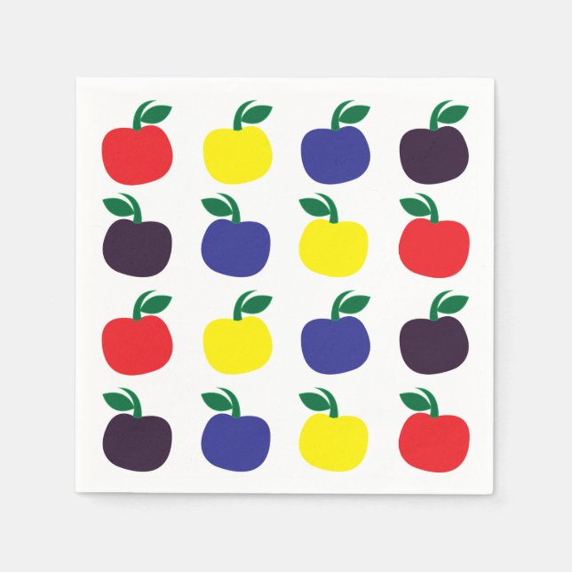 Serviette En Papier Fruits de pommes colorés (Devant)