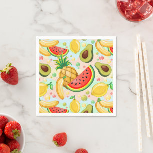 Serviette En Papier Fruits d'été frais Motif
