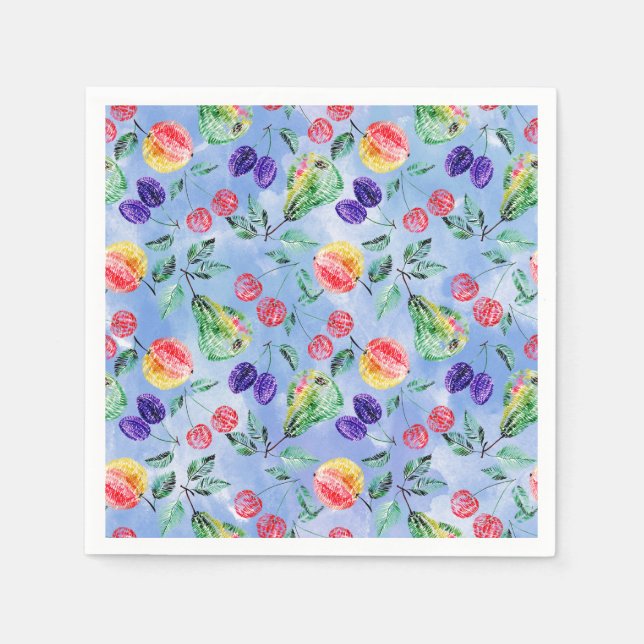 Serviette En Papier Fruits et baies. (Devant)