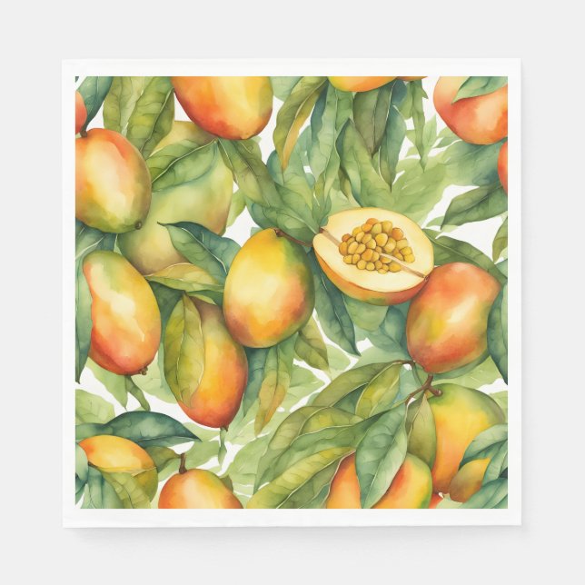Serviette En Papier Fruits et feuilles de mangue  (Devant)