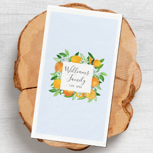 Serviette En Papier Fruits et fleurs orange Floral botanique d'été