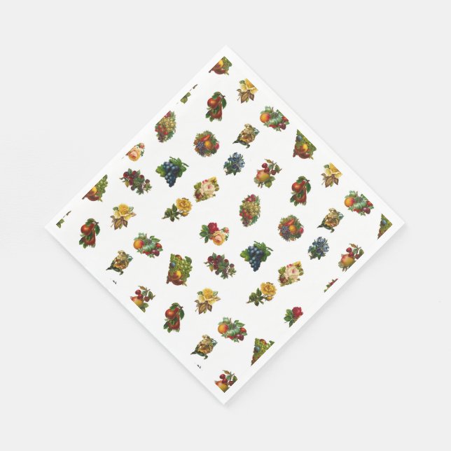 Serviette En Papier Fruits et fleurs vintages (Coin)