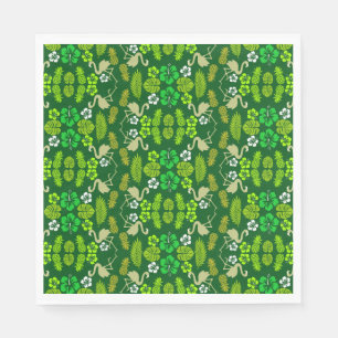 Serviette En Papier Fruits tropicaux floraux verts