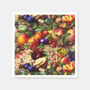 Serviette En Papier Fruits tropicaux frais d'été rétro-rustiques L