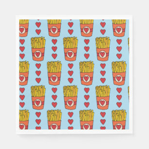 Serviette En Papier Fry Day Je suis amoureux Punny Cartoon French Fr