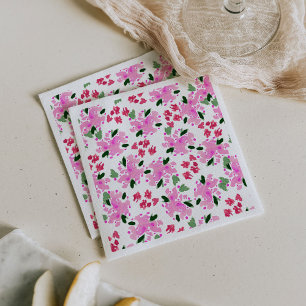 Serviette En Papier Fuchsia Aquarelle Jardin Floral Napkins