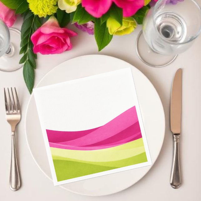 Serviette En Papier Fuchsia et vert citron  (Fuchsia and Lime Green  Napkins )