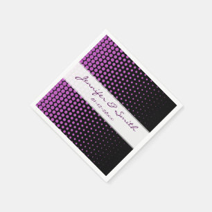 Serviette En Papier Fuchsia - Noir moderne Pois