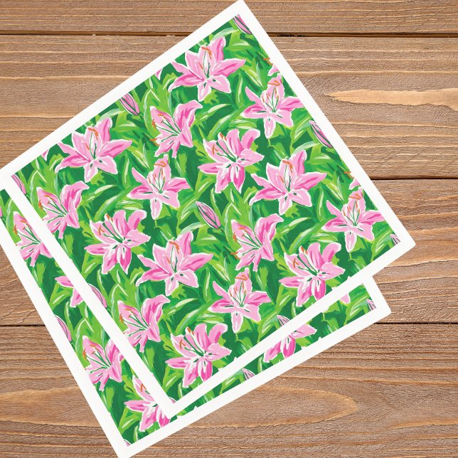 Serviette En Papier Fuchsia Prépa Florale Élégante Jardin de Rêve (Créateur téléchargé)