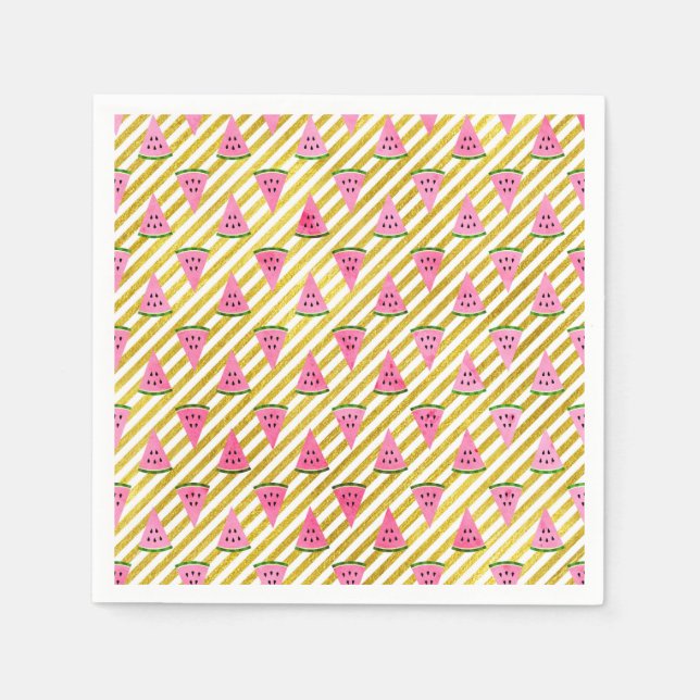 Serviette En Papier Fun and Cute Summer Watermelon fête d'anniversaire (Devant)