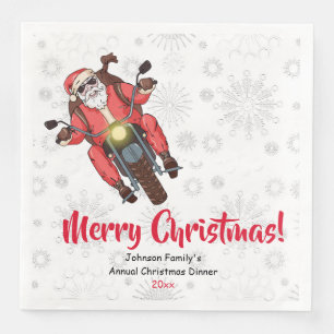 Serviette En Papier Fun Biker Père Noël Snowflakes Papier Napkin