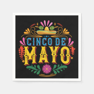 Serviette En Papier Fun Cinco de Mayo Casquette mexicain, fleurs color